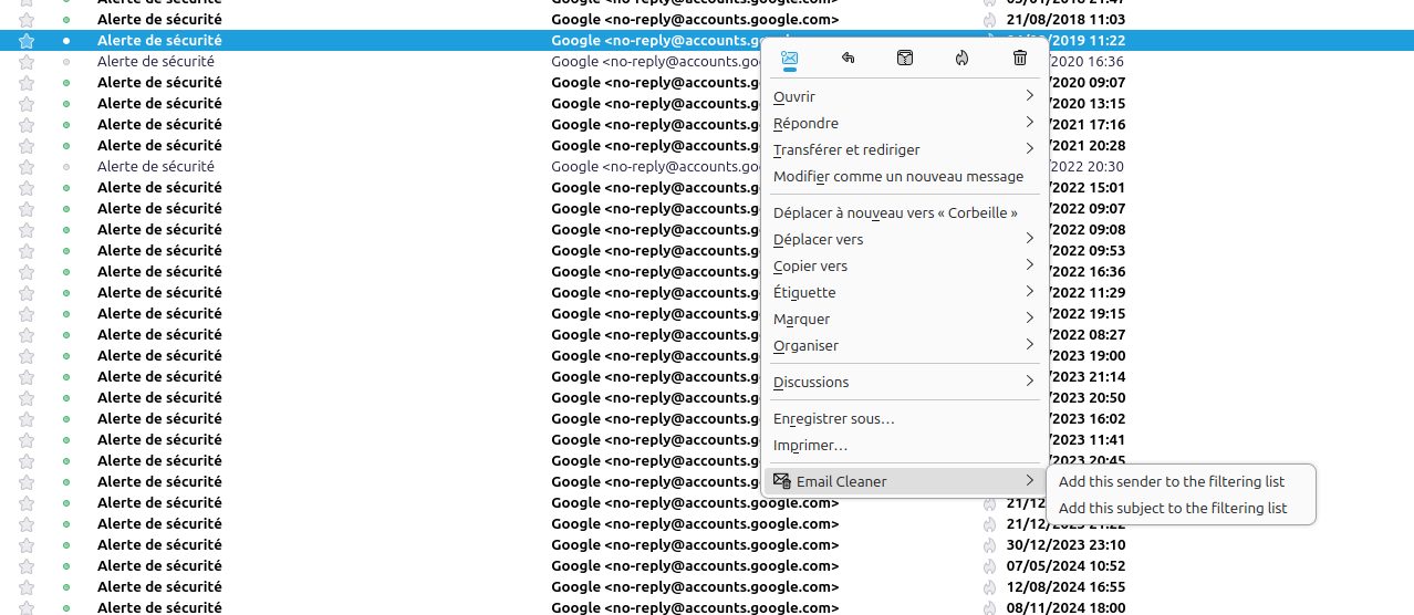Email Cleaner interface